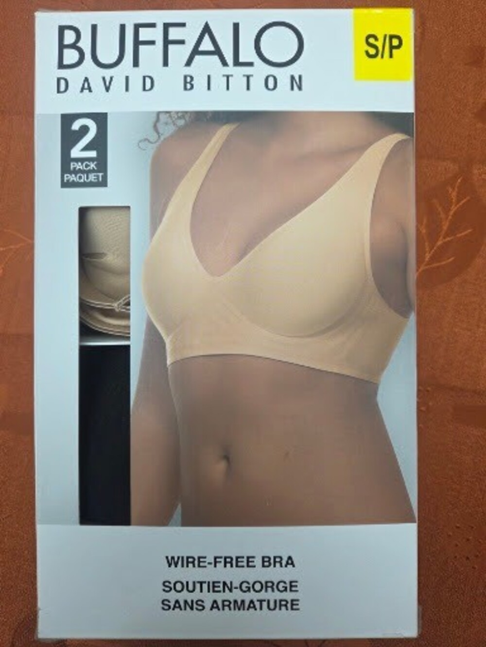 Buffalo David Bitton Women's Seam-Free Wireless Bra 2-Pack Beige & Black S